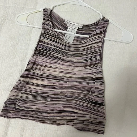 Urban Outfitters Renewal Vintage purple striped gradient crop tank top open back - Picture 3 of 5